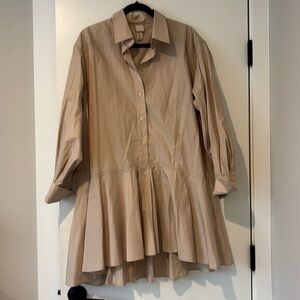 H&M Khaki Cotton Shirt Dress - Size Medium